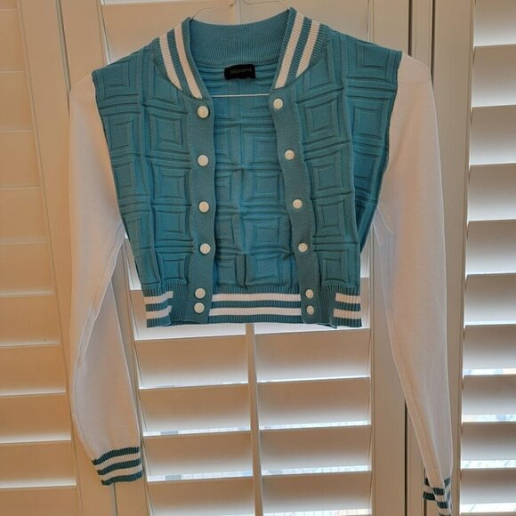 36 Point 5 Cropped Varsity Style Jacket - NWOT - Lightweight Knit - Picture 2 of 5
